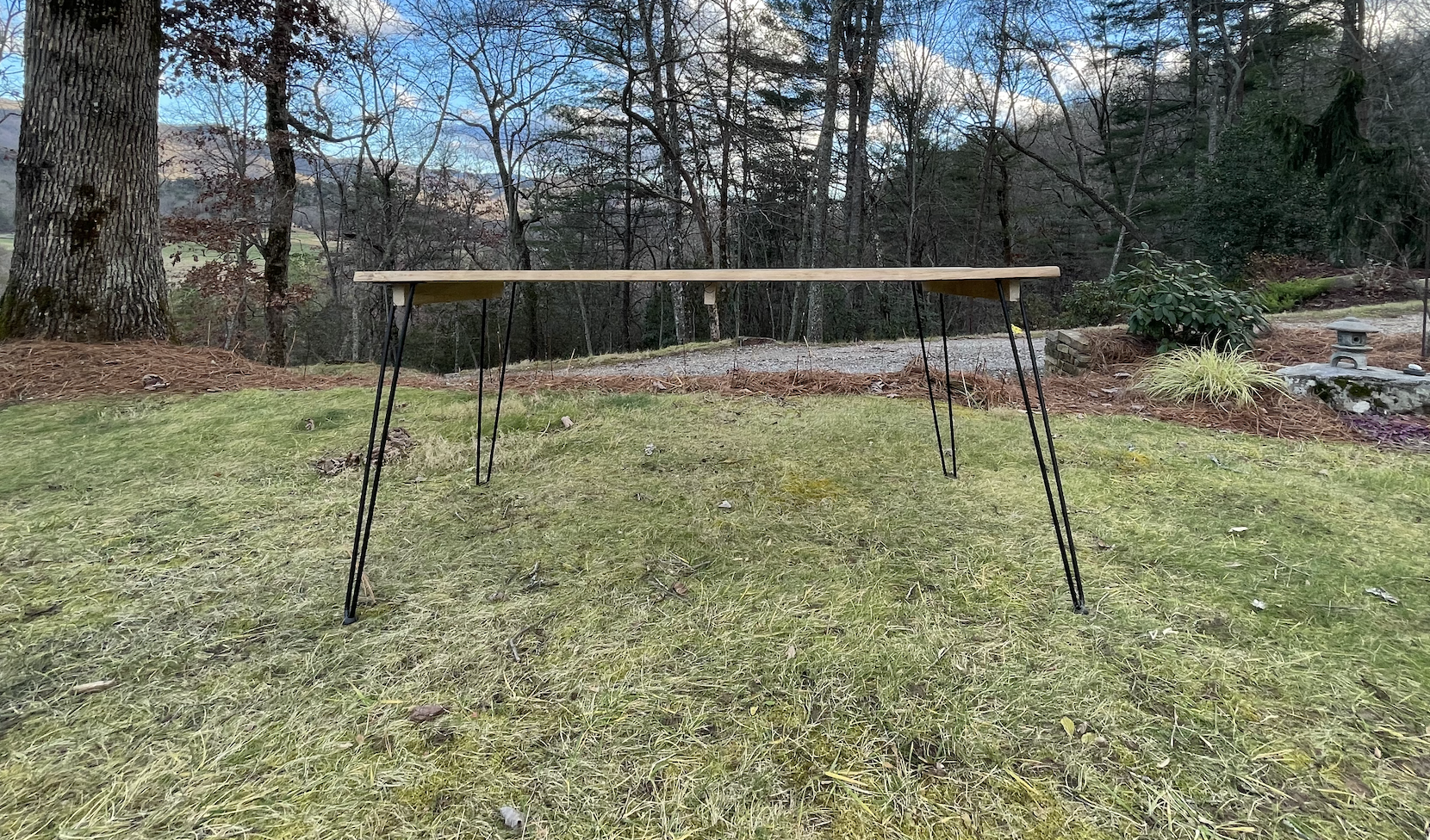 Looking to add modern rustic flair to your eating area? Check out our dining table with a handcrafted maple top and hairpin legs. This table is great for seating 6 or more guests for a meal, games or fellowship, and the wooden top is food-safe and smooth to the touch!